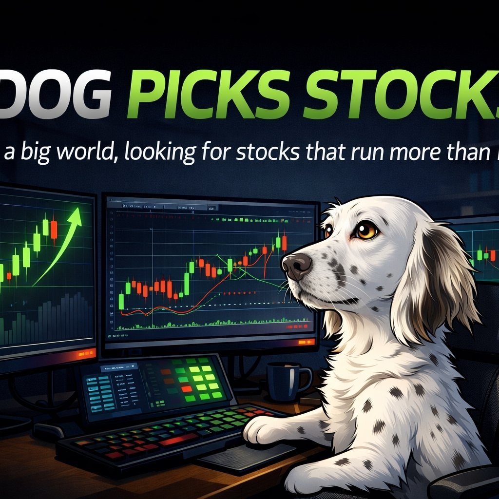 Briana, the Llewellyn Setter behind My Dog Picks Stocks, illustrated at her trading desk.